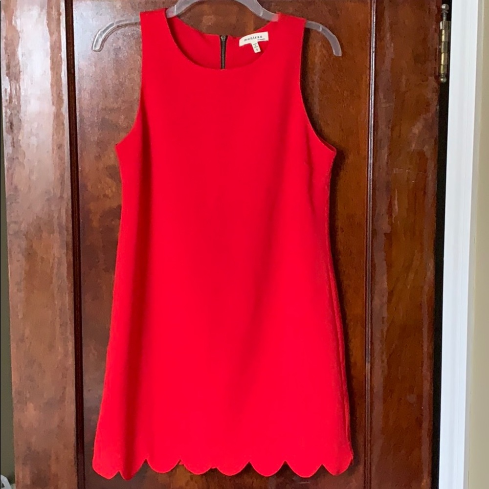 Red Scalloped Sleeveless Dress